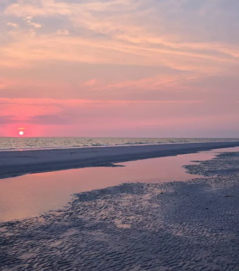 Tigertail Beach at sunset.