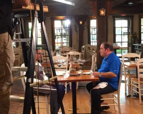 Shooting video in a Naples restaurant Shooting video in a Naples restaurant
